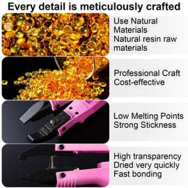 Maitys 200g 4000 Pcs Keratin Granule Beads Hair Extension Keratin Glue Granule Pellet Granule Bead Hot Fusion Extensions Keratin Glue Tips for Hair Extension Nail Design(Yellow)