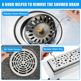 JIEYAO Hair Catcher Lifting Hook for Drain, Drain Grate Puller Made of Stainless Steel Drain Lifting Key Shower Drain Lifting Hook Tub Drain Removal Tool for Drain Grates in Kitchen and Bathroom