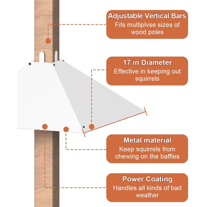 Khordin Metal Squirrel Baffle for 4x4 Post, Outside Wooden Pole