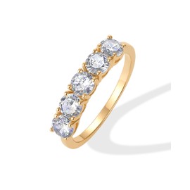 PAVOI 14K Yellow Gold Plated Premium Cubic Zirconia Engagement Rings for Women | Promise Wedding Eternity Ring | Anniversary Band | Size 8