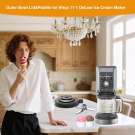 NC500 Series Outer Bowl Lid & Paddle for Creami Deluxe Ice Cream Maker，Compatible with NInja NC500,501 Series -Replacement Lid for Creami Accessories - Perfect Fit