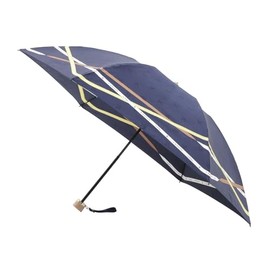 Moonbat [Lanvin on Blue] Rain Umbrella, Folding Umbrella, Women's, Commuting to Work or School, Rain or Shine, Windproof, Logo Ribbon, Satin 21-084-11288-02 Blue