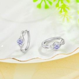 CARICY Sterling Silver Infinity Earrings for Women June Alexandrite Birthstone Earring Huggie Hoop Jewelry for Her
