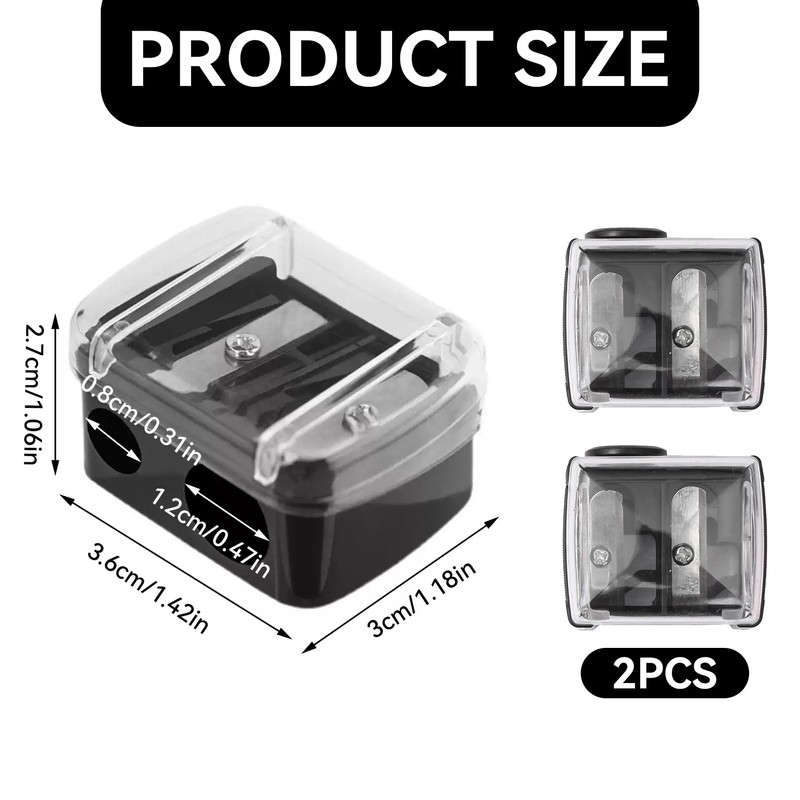 Pack of 2 Thick Pencil Sharpeners, Thick and Thin Pencils