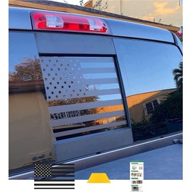 Xinghe for Nissan Frontier 2013-2023, American Flag Decals for Truck Back Middle Window, Matte Black USA Flag Decal for Truck Back Sliding Window, Waterproof Vinyl, Durable and Easy Remove Truck Decal