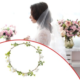 Colcolo Floral Headband Flower Crown Handmade Teens Kids Boho Flower Garland for Birthday Seaside Holiday Snapshots Beach Photo Props, small white flowers