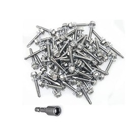 #12 × 1-1/4" Hex Washer Head Self Drilling Screws 410 Stainless Steel Self-Tapping Screws 50pcs