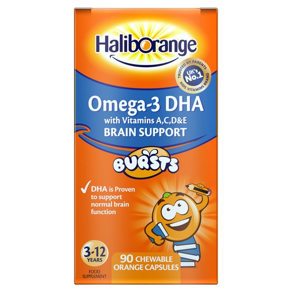 Haliborange Kids Omega-3 with Vitamins 90 Orange Chewable Fruit Burst Capsules