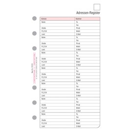 Chronoplan 50332 Adress-Einlagen zum Nachfüllen für Terminplaner Midi (96x172 mm, 16 Adressblätter mit Universallochung, 80g/m², übersichtliche Adresssammlung von Kontaktdaten, für viele Organizer)