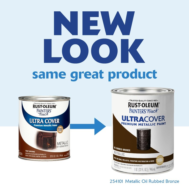 Rust-Oleum 254101 Painter's Touch Latex Paint, Quart, Metallic Oil-Rubbed Bronze,