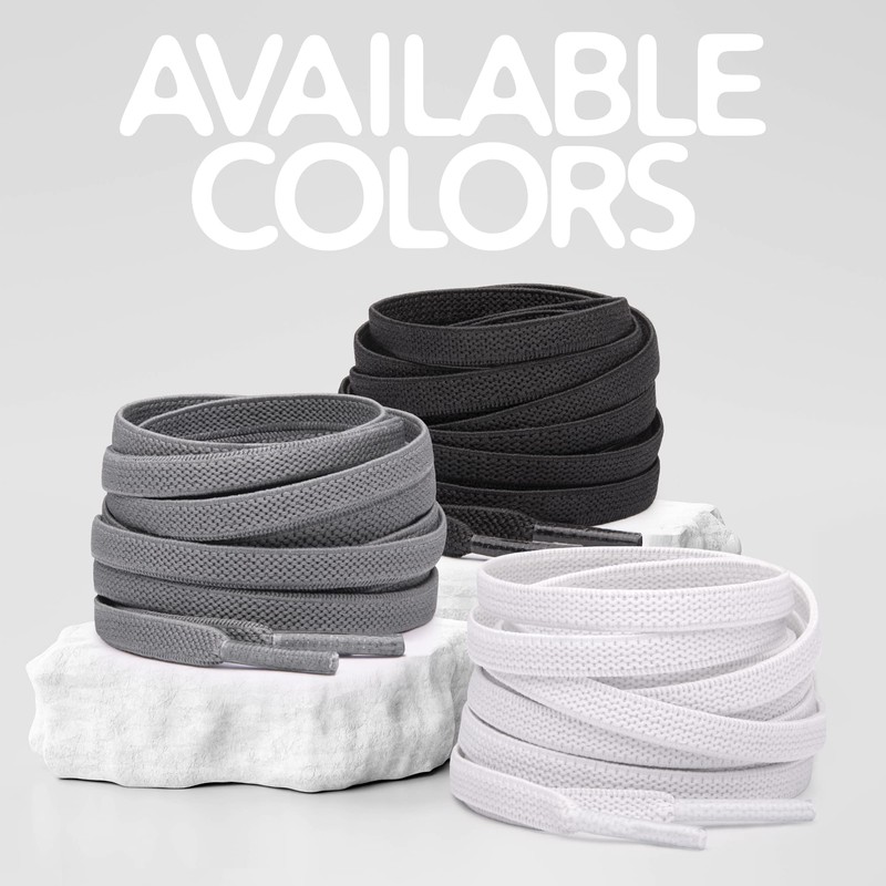 Miscly Flat Elastic Shoelaces [1 Pair] Flat Stretch Shoe Laces