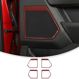 Linskip Audio Door Speaker Rings Compatible with Ford F150 2021 2022 2023, F150 Audio Door Speaker Trim, F150 Interior Accessories(red Carbon Fiber Pattern)