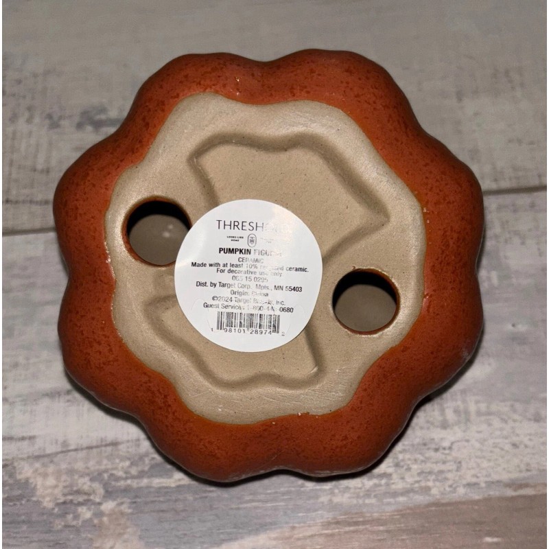 Threshold Ceramic Pumpkin Figural - Orange 5”Diameter; 3.5”Height - NEW