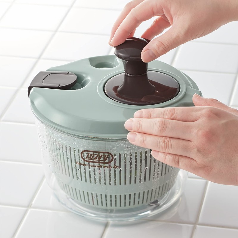Toffy K-HC8-PA Salad Spinner, Pale Aqua, Drainage Hole, Easy Care,