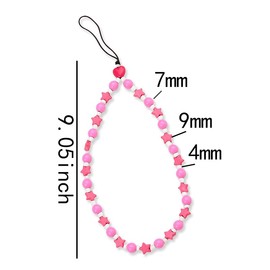 Pink Star Phone Charm Strap Beaded Phone Wristlet Lanyard Wrist Strap Y2K Aesthetic Handmade Cell Phone Straps Strings Chains Cute Stationery Decoration Charms