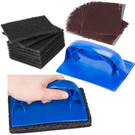 Weavura (31 Pieces) Grill & Griddle Cleaning Kit with Screen/Pad Holder, 10 Polish Pads, 20 Cleaning Screens and Heat-Resistant Holder for Safe and Efficient Griddle Cleaning (31 Pads,Screens & PadsHolder)