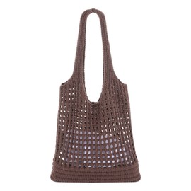 Ovida Women Cute Crochet Beach Tote Bag Large Mesh Beach Tote Knitted Shoulder Handbags Hollow Out Crocheted Bags