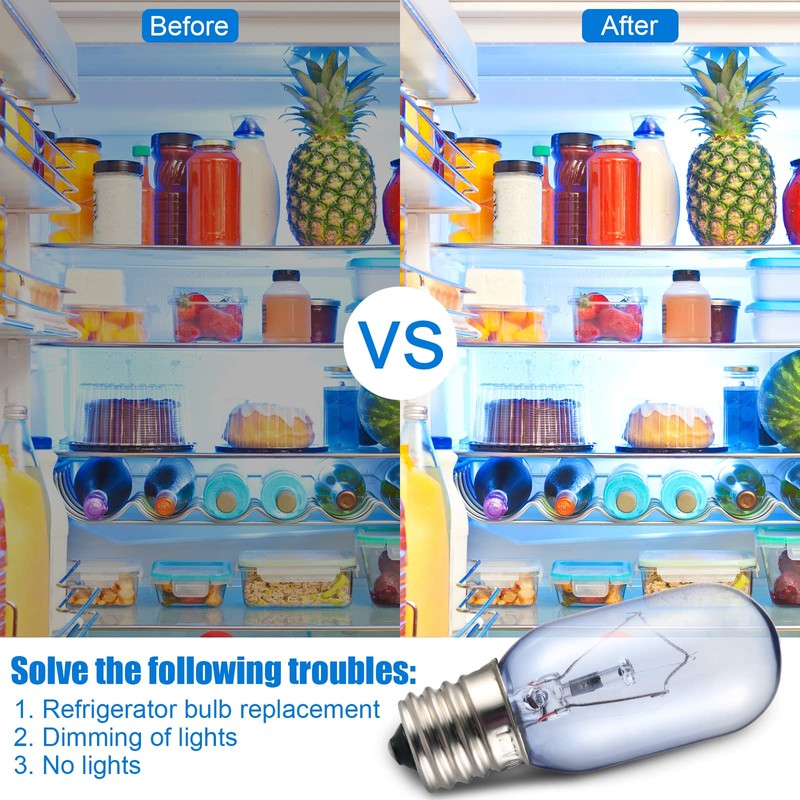 297048600 241552802 Refrigerator Light Bulb Replacement for Frigidaire Whirlpool KitchenAid