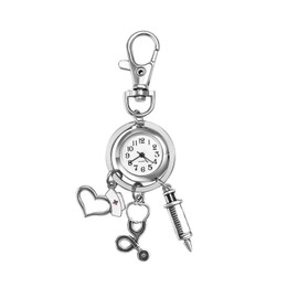 Silverora Key Ring Watch with Care Tool Charm for Nurses Doctors Pocket Watch with Key Buckle Label Fob Watch Clip On Backpack Watch Sport Easy Carry, a