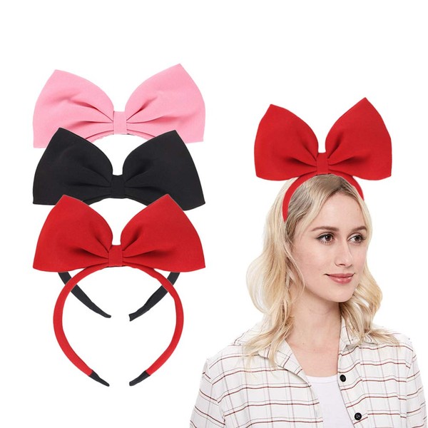 Bow Headband Headbands for Women Girls - Large Red Bow Headbands/Headwraps/Hairband/Headwear for Birthday Valentines Day Christmas Gifts Fashion Party Cosplay Costume Accessories Gifts Red 1 Pcs