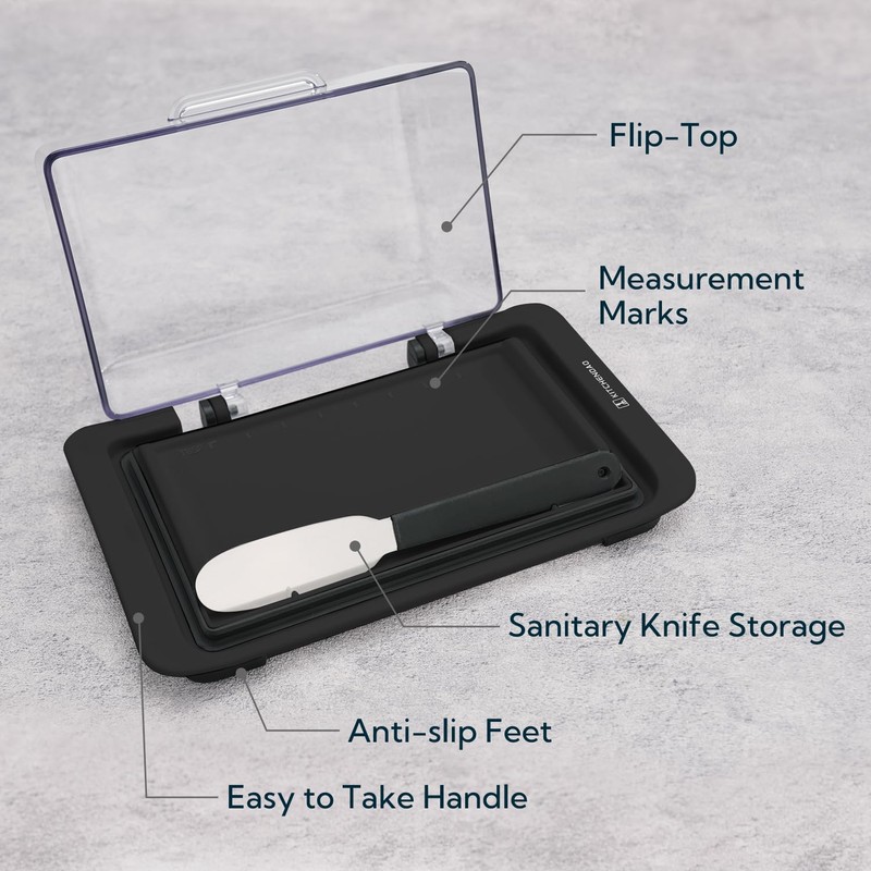 KITCHENDAO Airtight Flip-Top Butter Dish with Lid and Knife Spreader