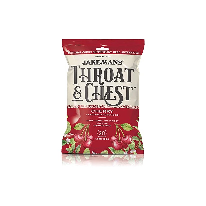 Jakeman’s Throat & Chest Menthol Cough Suppressant Drops – Cherry
