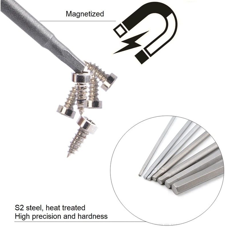 YUHIAKE Hex Bit Set Long 7-Piece Magnetic Hexagon Head Bit