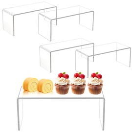 Jusalpha 4 Pcs Large 10.25'' Clear Acrylic Risers, Acrylic Display Risers Shelf Showcase Fixtures for Jewelry, Display Stand for Amiibo Funko POP Figures, Cupcakes, Food Display, Collectibles, Cabinet (10.25''x 4''x 4.25'')