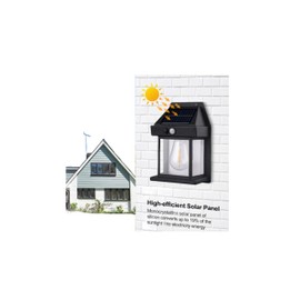 Solar Motion Sensor Wall Light, Outdoor Security Sconce with Zero Wiring, Black and White, 6-8 Hours Runtime