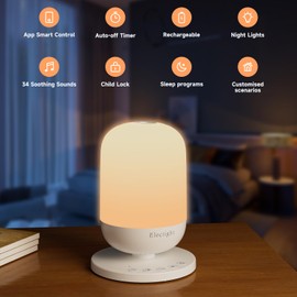 Electight White Noise Machine, Baby Sound Machine with Night Light, 34 Soothing Sleep Sounds App Control, 7 Colors Nightlight with Timer, Wi-Fi White Noise Sound Machine for Adult Baby Sleep Travel