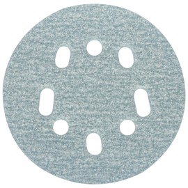 Norton 07660703219 3X High Performance Hook and Sand Universal Vac Hole Paper Abrasive Disc with Hook and Loop Attachment, Fiber Backing, Ceramic Aluminum Oxide, 5 and 8 Holes, 5" Diameter, Grit P180 Fine (Pack of 10)