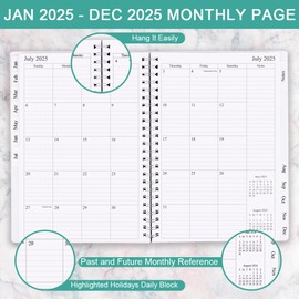 2025 Weekly & Monthly Planner - 7" x 10" Planner 2025 from January 2025-December 2025, Easy to Organize Your Daily Life, Teal Watercolor