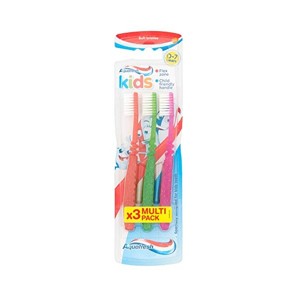 Aquafresh Kids 0-7 Years Soft Bristles Toothbrush, Pack of 3