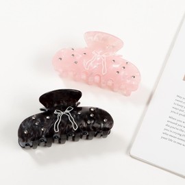 2-Piece Rhinestone Bowknot Hair Claw Clips Set - Strong Hold for Thick Hair, Non-Slip & Elegant Large Design, Adorable Style, Ideal Hair Accessories for Women & Girls, Perfect Holiday Gift