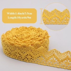 IDONGCAI Crochet Lace Trim Cotton Lace Ribbon Multi-Color Triangle Lace for Sewing Crafts Decor 1.4 inch*10 Yards (Yellow)