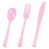 HEIPINIUYE 75 Pack Light Pink Plastic Cutlery Heavy Duty Baby