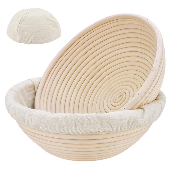Banneton Bread Proofing Basket: 2 Pcs SnailDigit 22.5cm Round Sourdough Bread Making Rattan Bowls for Artisan Bread Making for Professional and Home Bakers