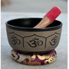 DharmaObjects® Yoga Meditation 6 Inches Ganesh/OM Peace Singing Bowl/Cushion/Rosewood Mallet
