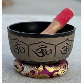 DharmaObjects® Yoga Meditation 6 Inches Ganesh/OM Peace Singing Bowl/Cushion/Rosewood Mallet Gift Set