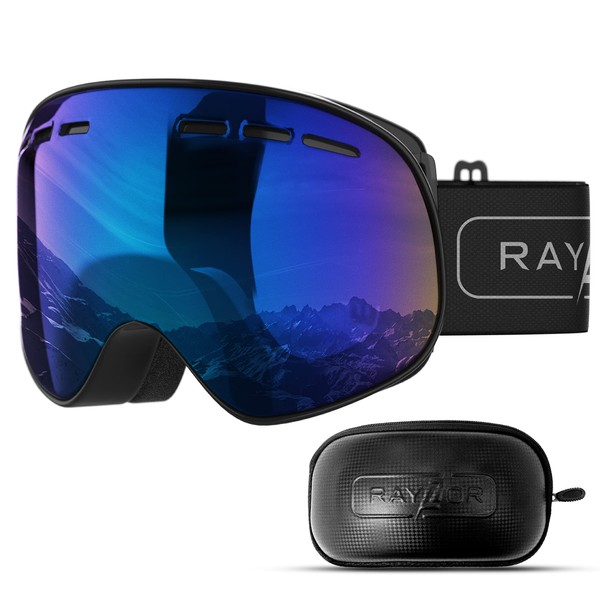 RayZor Skibrillen Snowboard Brille für Männer & Frauen – Magnetische Gläser – OTG Ski Brille mit UV400 Schutz – Anti-Beschlag & bruchsicher – Blendfreie Skibrille für Männer, Frauen, Jungen & Mädchen