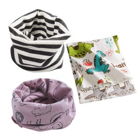 Debaijia Baby Neckerchief Scarves Children Infants Cotton Ultralight Warmer Comfortable Beautiful Cotton Printed Tube Scarf Loop O-Ring Collar for Boys Girls 0-8 Years / Pack of 3 (40 x 20 cm) - Set of 8