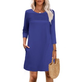Dresses for Women 2025 Anthropologie Dressy Casual 3/4 Sleeve Tunics Graduation Plus Size Mother of Bride Boho Mini Dress Elegant Classy Italian Fall Fashion School Outfits for Teacehrs Blue Large