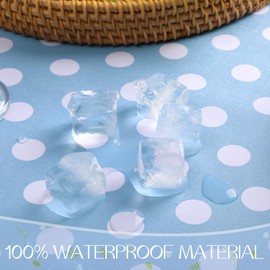 Romanstile Oilcloth Tablecloth Outdoor Tablecloth Weatherproof 100 x 140 cm Blue with Dots Tablecloths PVC Waterproof Plastic Tablecloth for Wedding, Birthday, Party, Hotel, Bar, Dining Table, Garden