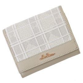 Cleria CL-21527 Women's Bi-fold Wallet, Embroidered, Genuine Leather, Compact, Large Capacity, Colorer Series, New Age Grey