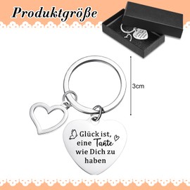 Otuuz Keyring Gifts Heart Keyring with Engraving Thank You Gifts for Christmas Birthday Gift Ideas, Aunt.