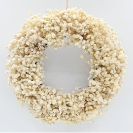 Ivory White Dried Baby's Breath Wreath - Small Handmade Dried Flower Wreath, Real Natural Gypsophila Winter Wreaths for Front Door Window Wall Decor (10 inches)