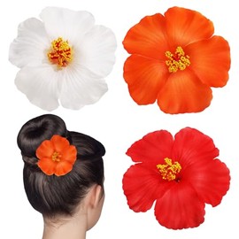 Beavorty 3 Piezas De Horquillas De Flores Artificiales Para El Cabello Horquilla De Flores Bohemias Horquilla De Hibisco Hawaiano Para Vacaciones En La Playa Accesorios Para El Cabello
