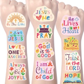 Yoyuspy Christian Temporary Tattoos Gifts - 192PCS Christian Bible Verse Tattoos Temporary for Kids Christian Party Favors Gifts Decorations Supplies God Bless Temporary Tattoos Fake Face Tattoos