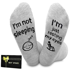 I'm Not Sleeping Just Resting My Eyes Funny Socks for Grandpa Dad Best Gift for Birthday Father's Day, Grey 2