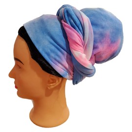 Ankara - Pañuelo para la cabeza con estampado africano, suave, para cabello largo, turbante, corbata, tejido africano, estilo teñido (estilo 1)
